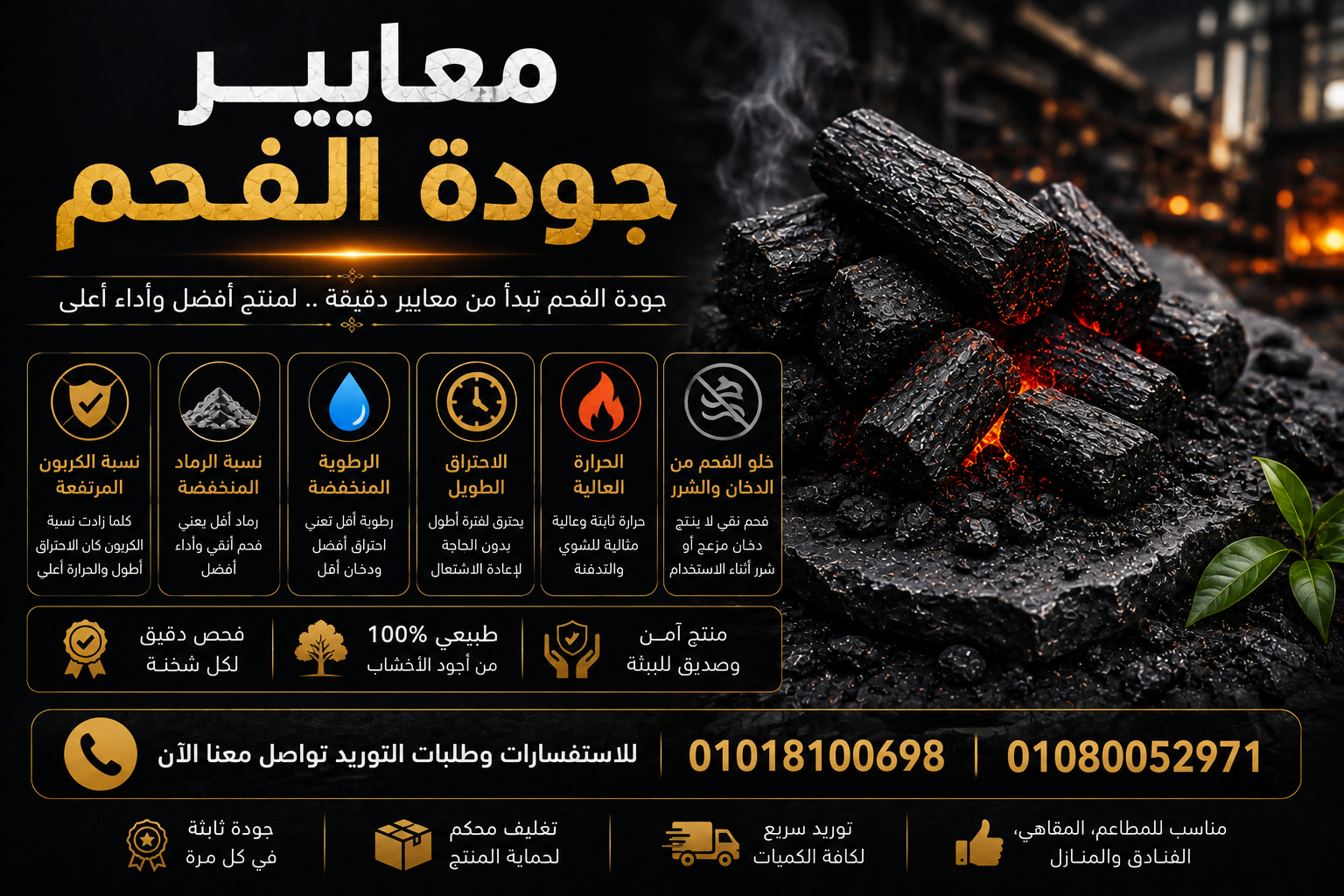 معايير جودة الفحم النباتي المعتمدة — البحيري للفحم